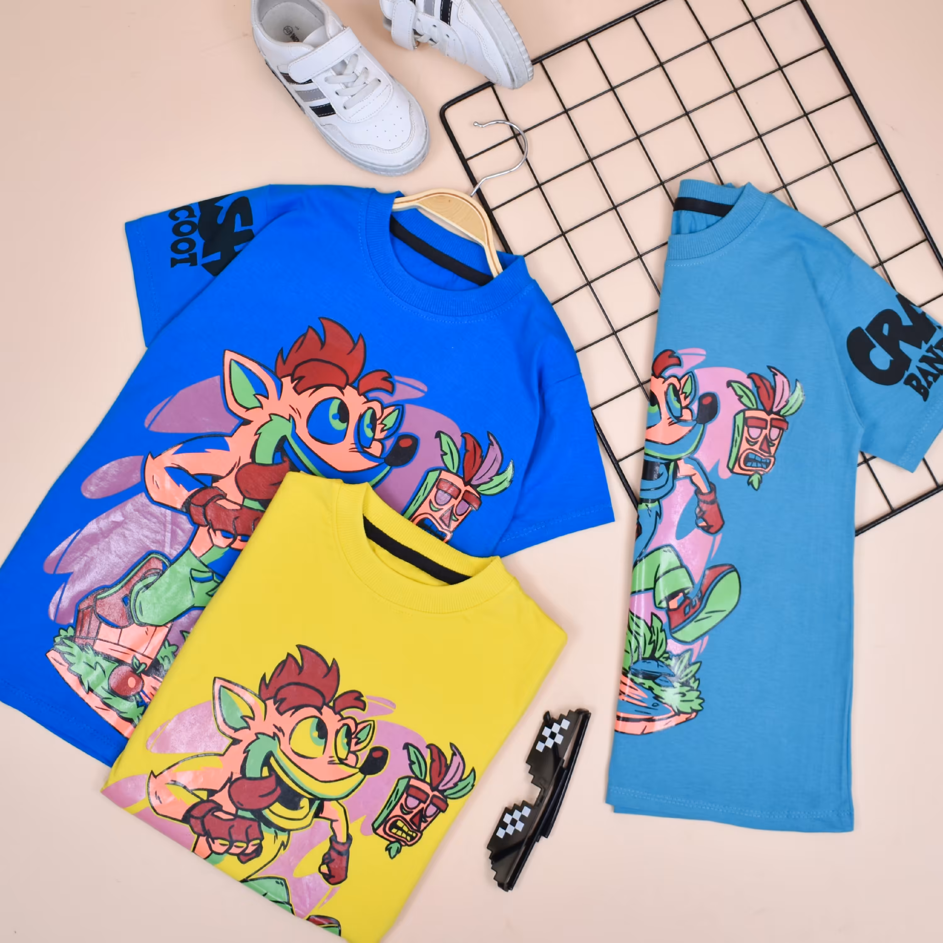 ست تیشرت و شلوارک پسرانه گرگ و مجسمه جنس پنبه کیفیت عالی 