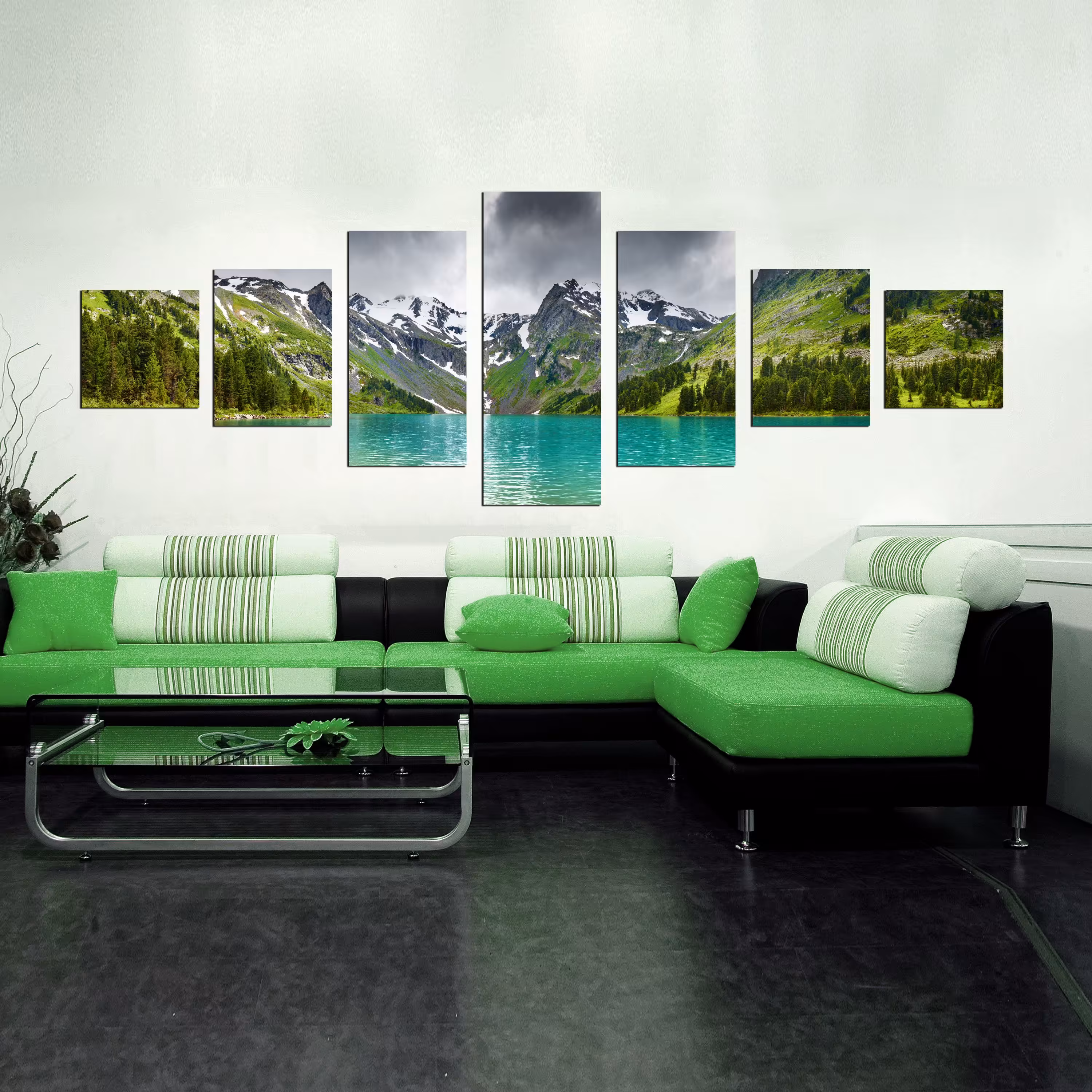 تابلو شاسی طرح کوهستان و دریاچه سایز 80X210