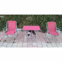  صندلی مسافرتی رنگ زرشکی ( ست 2 نفره)