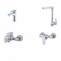 ست شیر الات ارمغان مدل تی تی  کروم  (شیر توالت ظرفشویی روشویی وحمام )