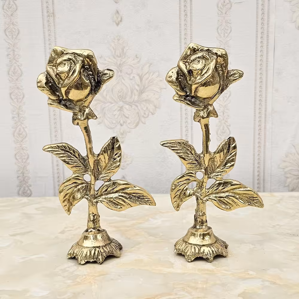 مجمسه برنزی طرح گل رز کوچک دوتایی کد 2003-2