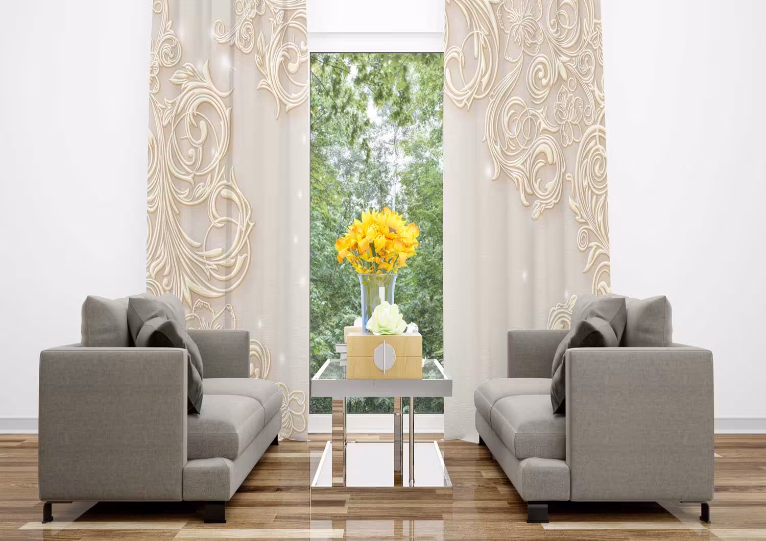 پرده تصویری گل خطی