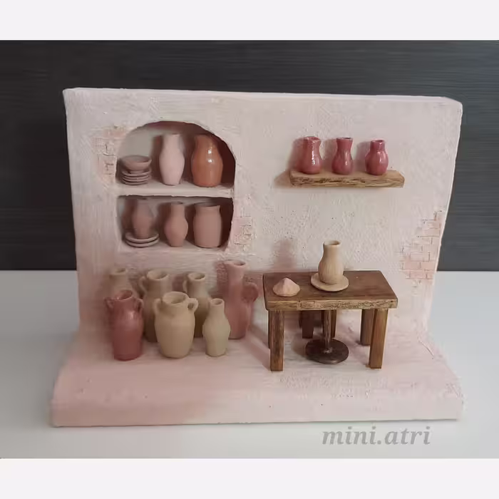 ماکت کارگاه سفالگری( دکوری مینیاتوری )