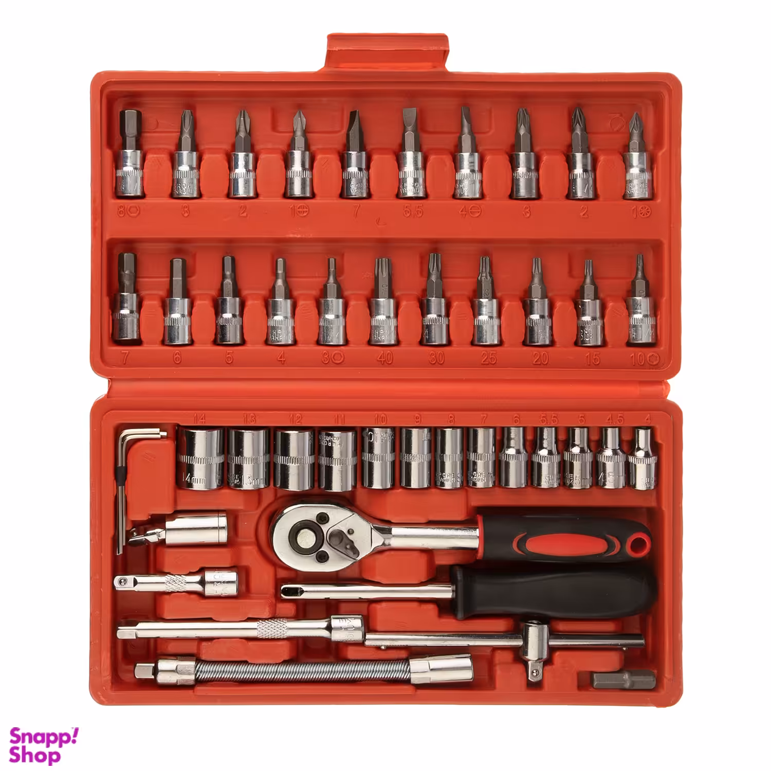 آچار و سری بکس و پیچ گوشتی جاب مدل J-10046 مجموعه 46 عددی