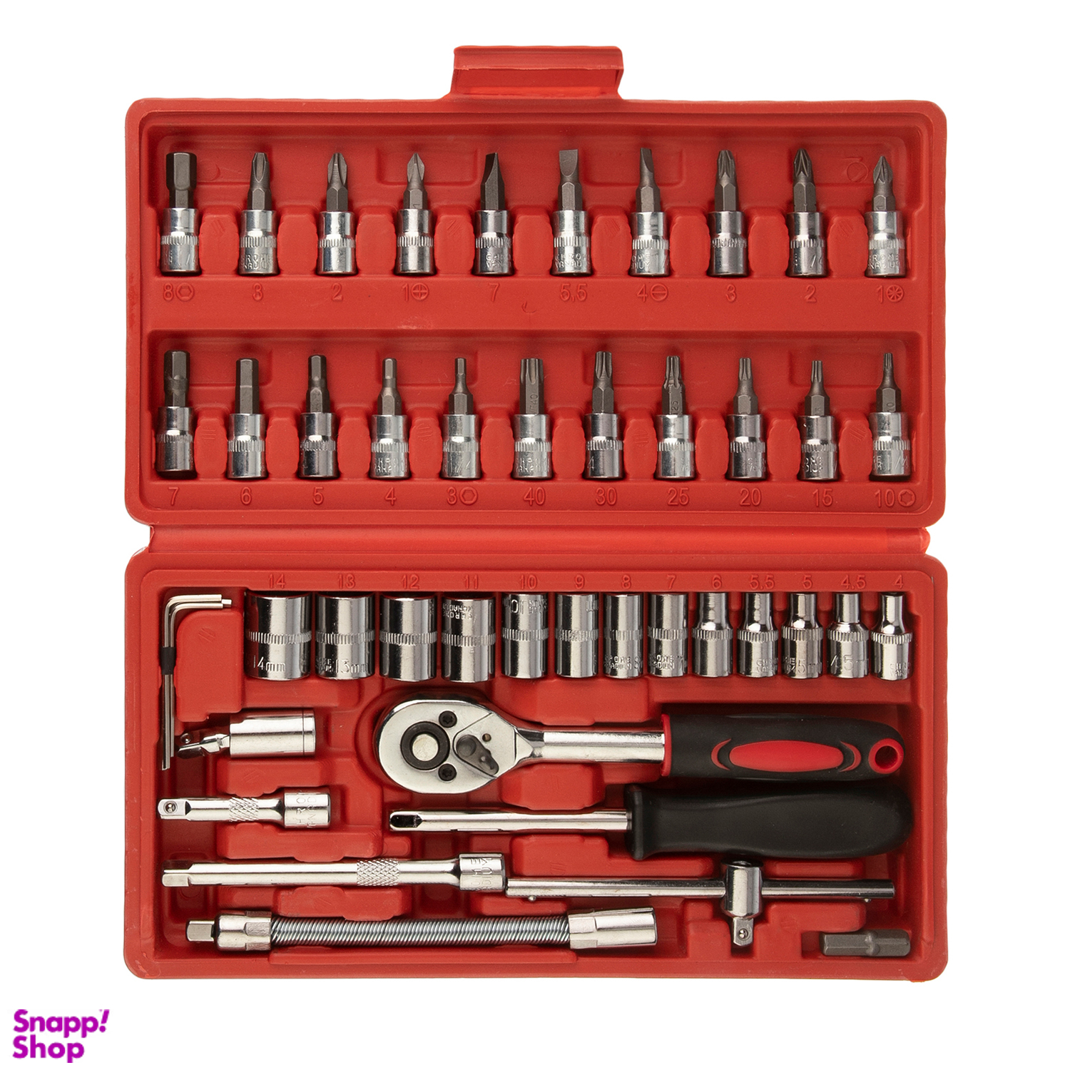 آچار و سری بکس و پیچ گوشتی جاب مدل J-10046 مجموعه 46 عددی