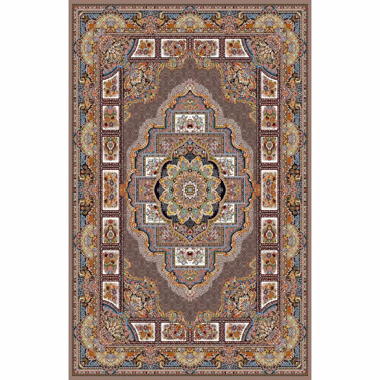 فرش نقش حوض نقره گردویی رنگ 700 شانه 12 متری