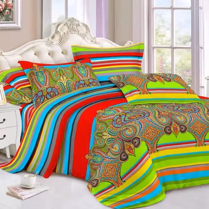 رو تختی یه نفره 4تیکه طرحهای روشن