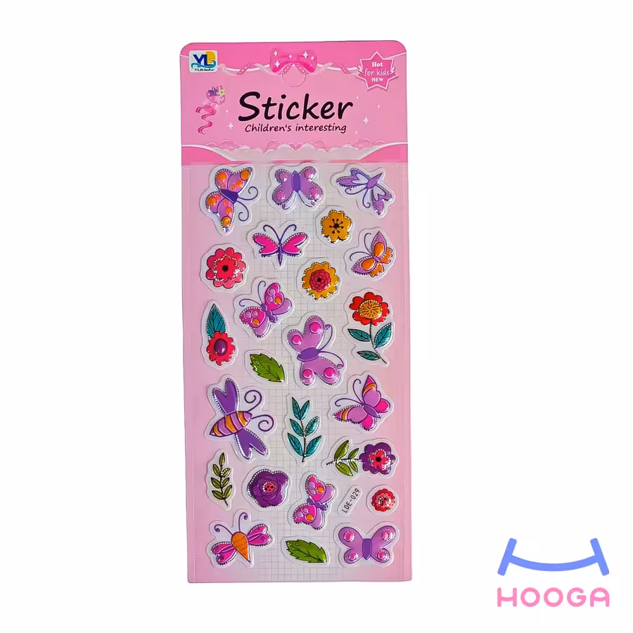 استیکر برجسته طرح گل و پروانه