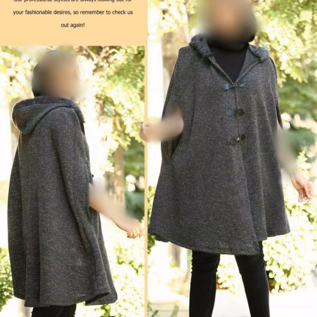 شنل بافت کلاهدار داخل خز