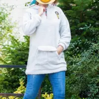 هودی تدی اسپرت،رنگ توسی روشن ،فری سایزمناسب برای L,XL, قد85