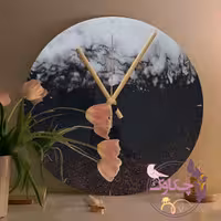 ساعت دیواری چوب و رزین طرح ابتکاری با بیس 30 سانتی