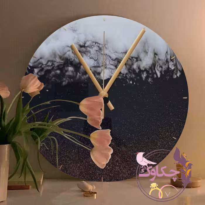 ساعت دیواری چوب و رزین طرح ابتکاری با بیس 30 سانتی