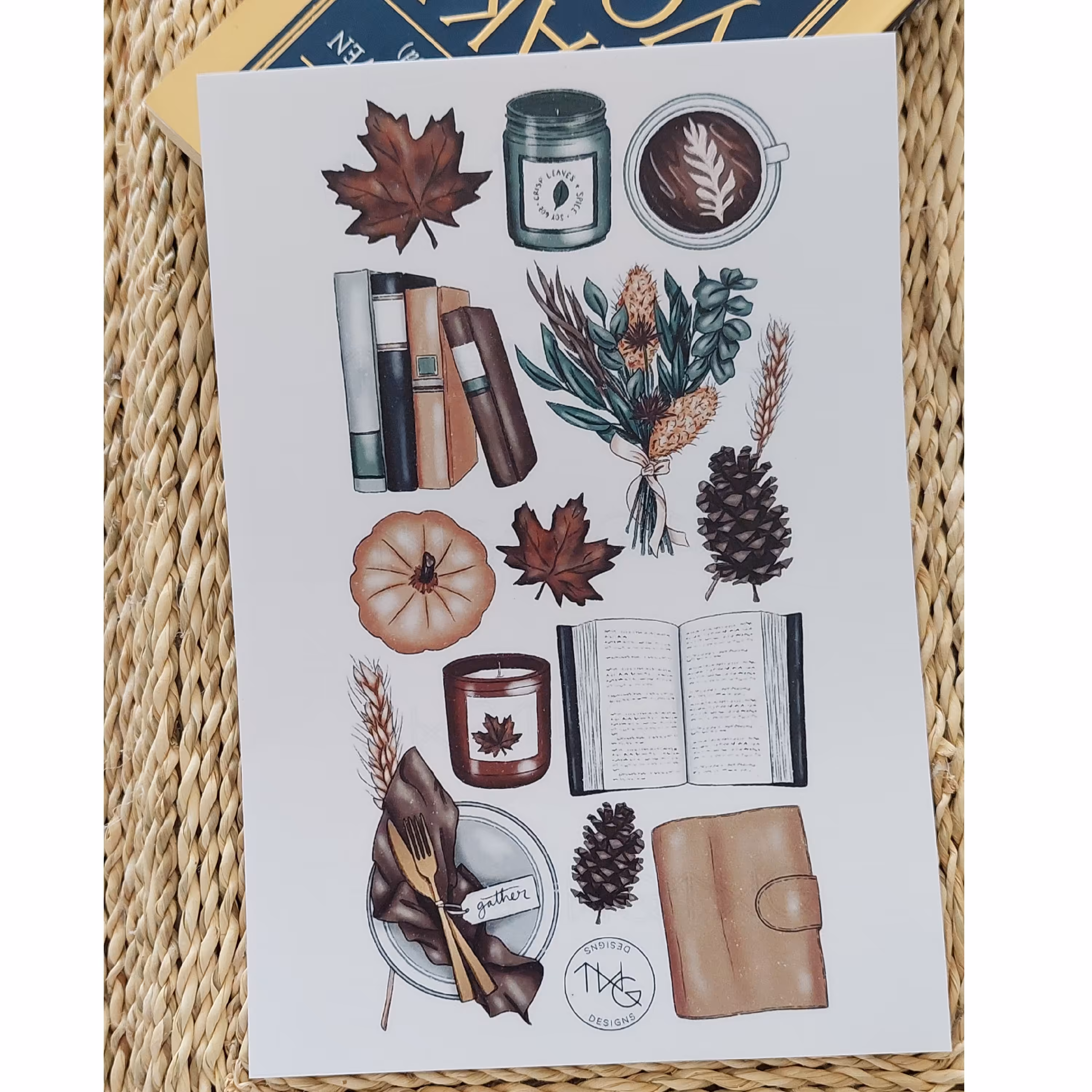 استیکر(برچسب) بدون برش پاییز و کتاب ملزومات بولت ژورنال