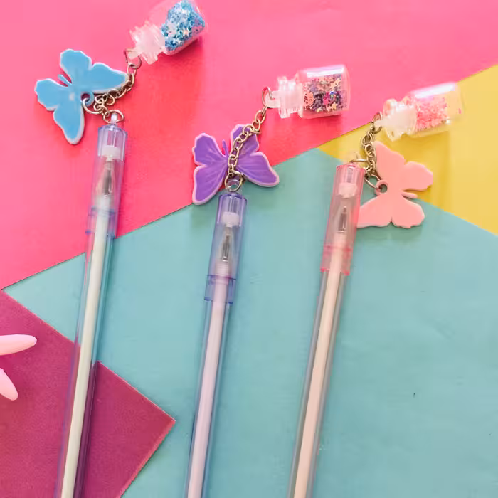 خودکار   فانتزی آویزدار پروانه و بطری  فوق العاده شیک و با کیفیت  