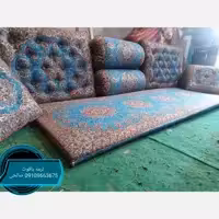 سرویس شاه نشین 7 تکه ترمه طرح شاهسوند رنگ فیروزه ای