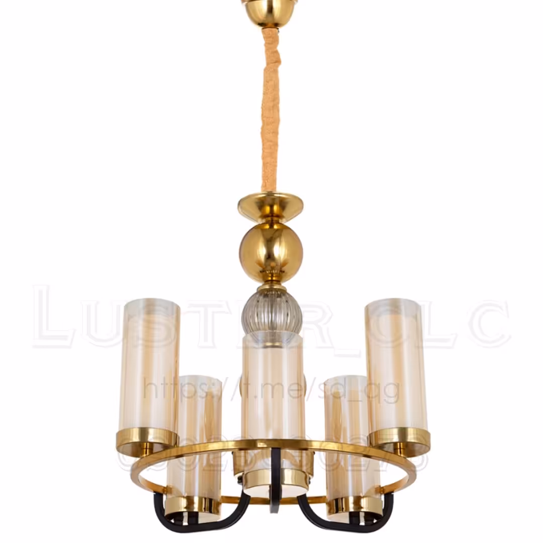 لوستر مشکی طلایی سالن پذیرایی اتاق آشپزخانه پروفیلی فلزی ارزان مدرن جدید آبکاری فورتیک و استاتیک باضمانت 6 شعله کد M8069