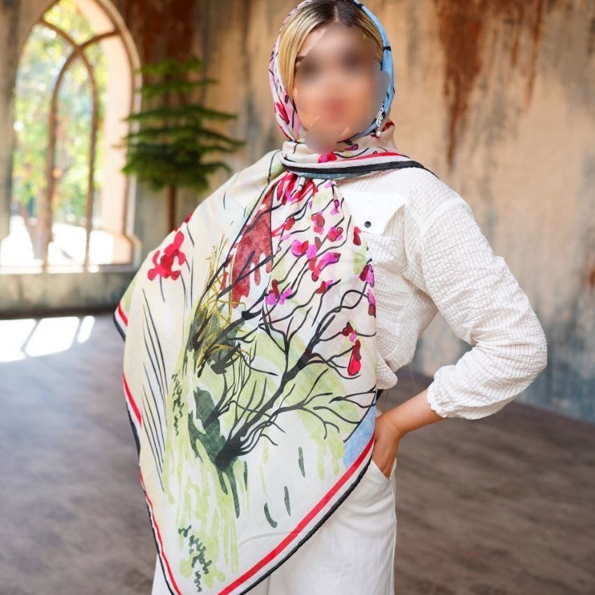 روسری نخی دستدوز گارزا در 6 طرح مختلف 