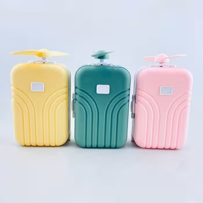 مینی فن و آینه ال ای دی دار طرح چمدان