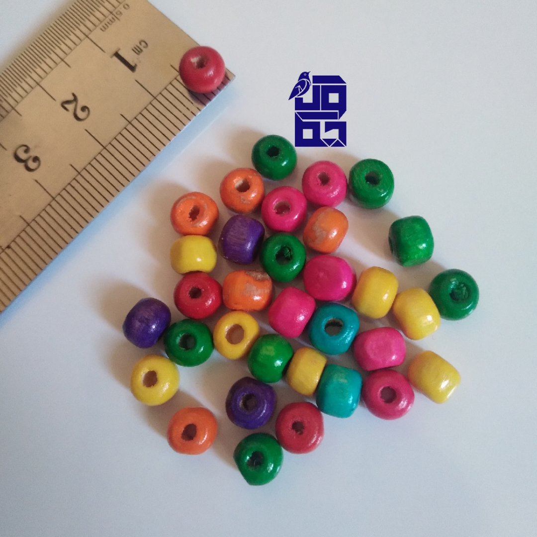مهره چوبی سایز کوچیک رنگارنگ پک 5 گرمی(40 دونه)