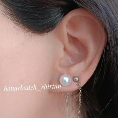 گوشواره میخی دو عددی استیل مروارید