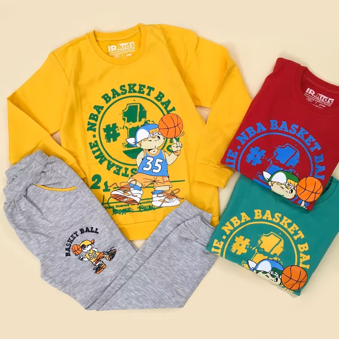 ست بلوز و شلوار طرح بسکتبال سایز 50 و 55 طرح اسپورت پسرانه و دخترانه