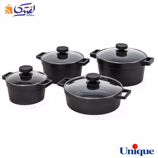 سرویس قابلمه 8 پارچه یونیک مدل دیاموند مشکی UN-8500