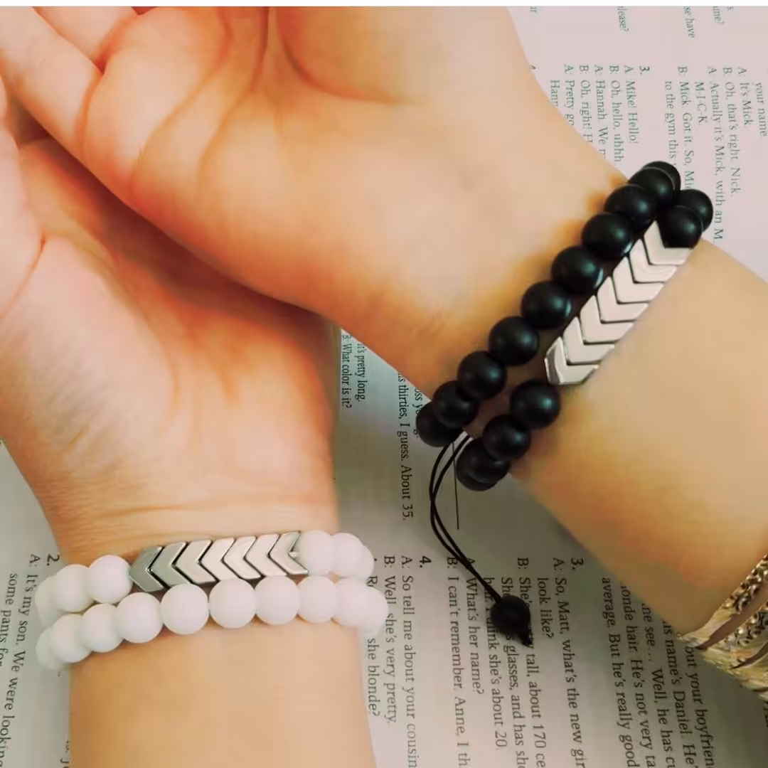 ست دستبند دوتایی اونیکس و حدید