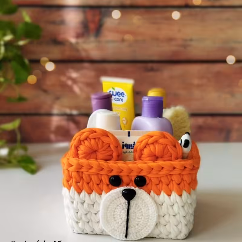 سبد تریکو خرسی مربعی
