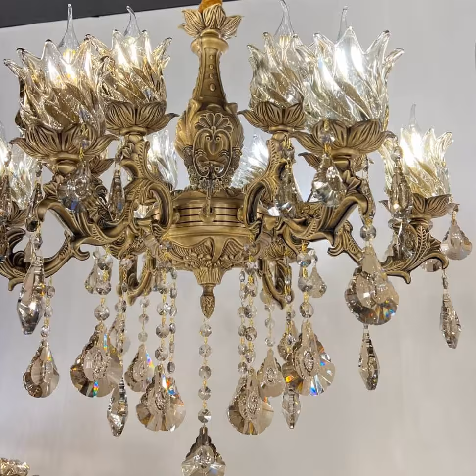 لوستر  برنز .  6 شاخه 12  شعله.  تک طوقه  