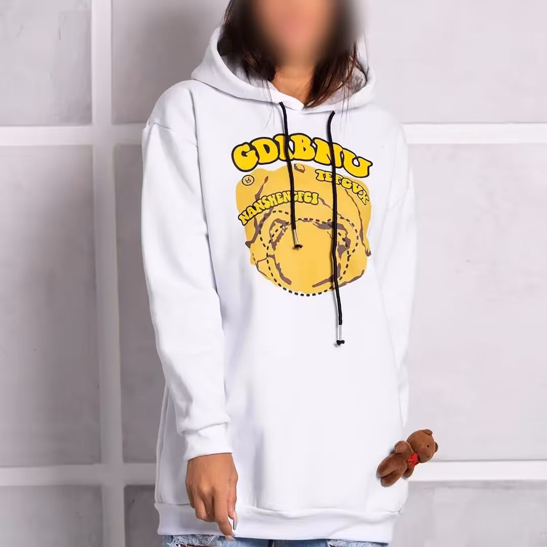 هودی زنانه کلاهدار عروسکدار پوو جنس دورس3نخ ضخیم فری  سایز38تا48