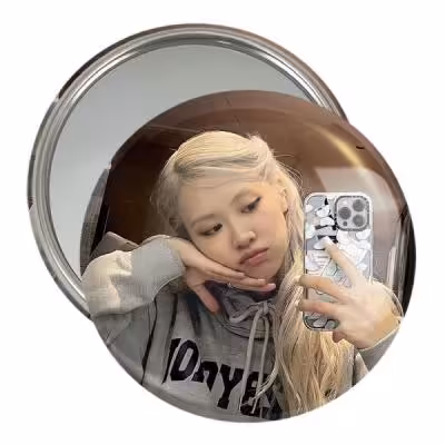 آینه جیبی خندالو مدل رزی بلک پینک Black Pink کد 14392