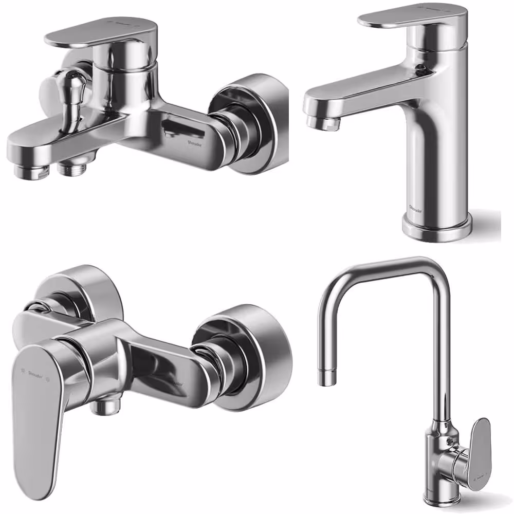 ست 4 تکه شیر آلات شودر مدل آلپ کروم