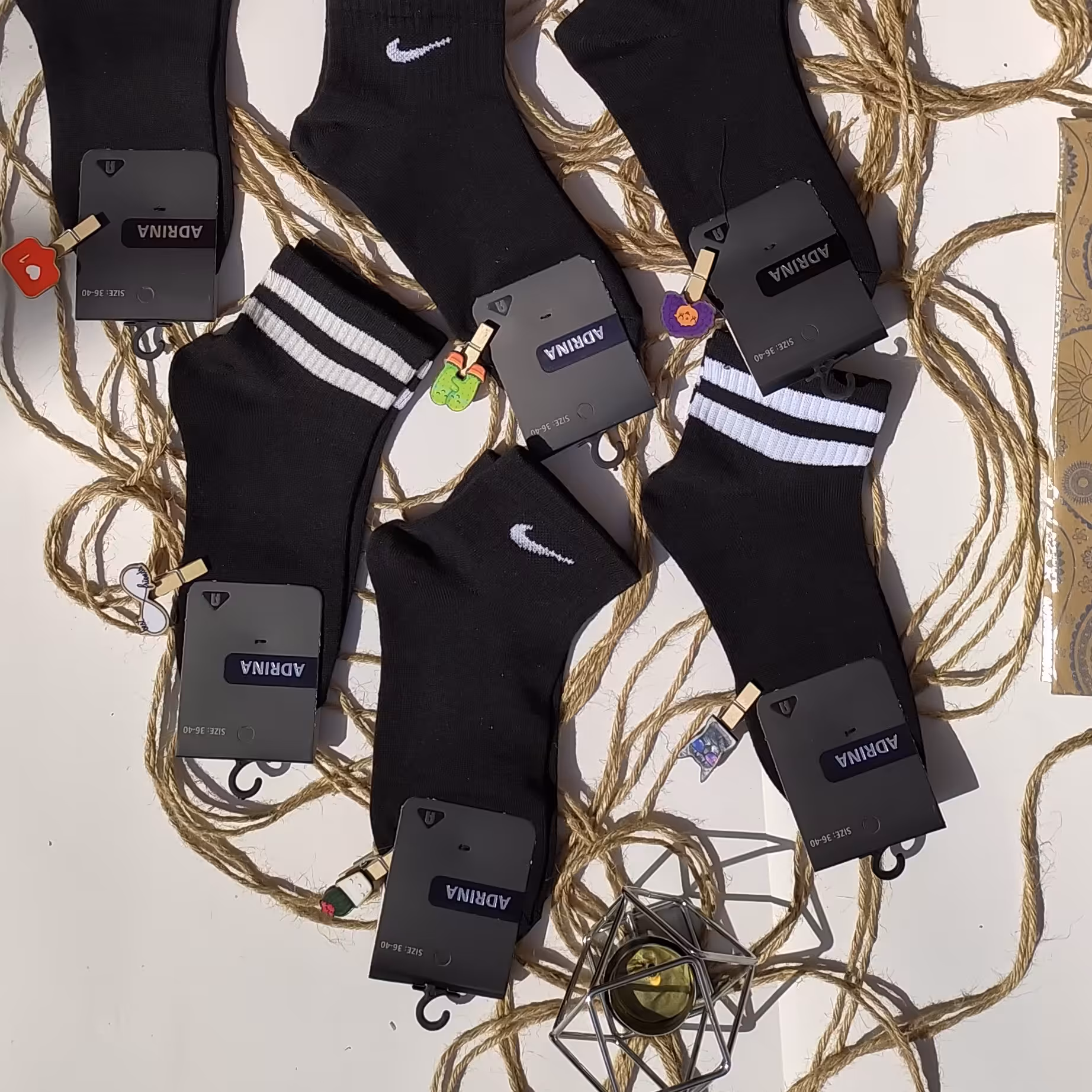 جوراب اسپرت نیم ساق دوخط و نایک ،یک پک 6تایی 150000 تومان