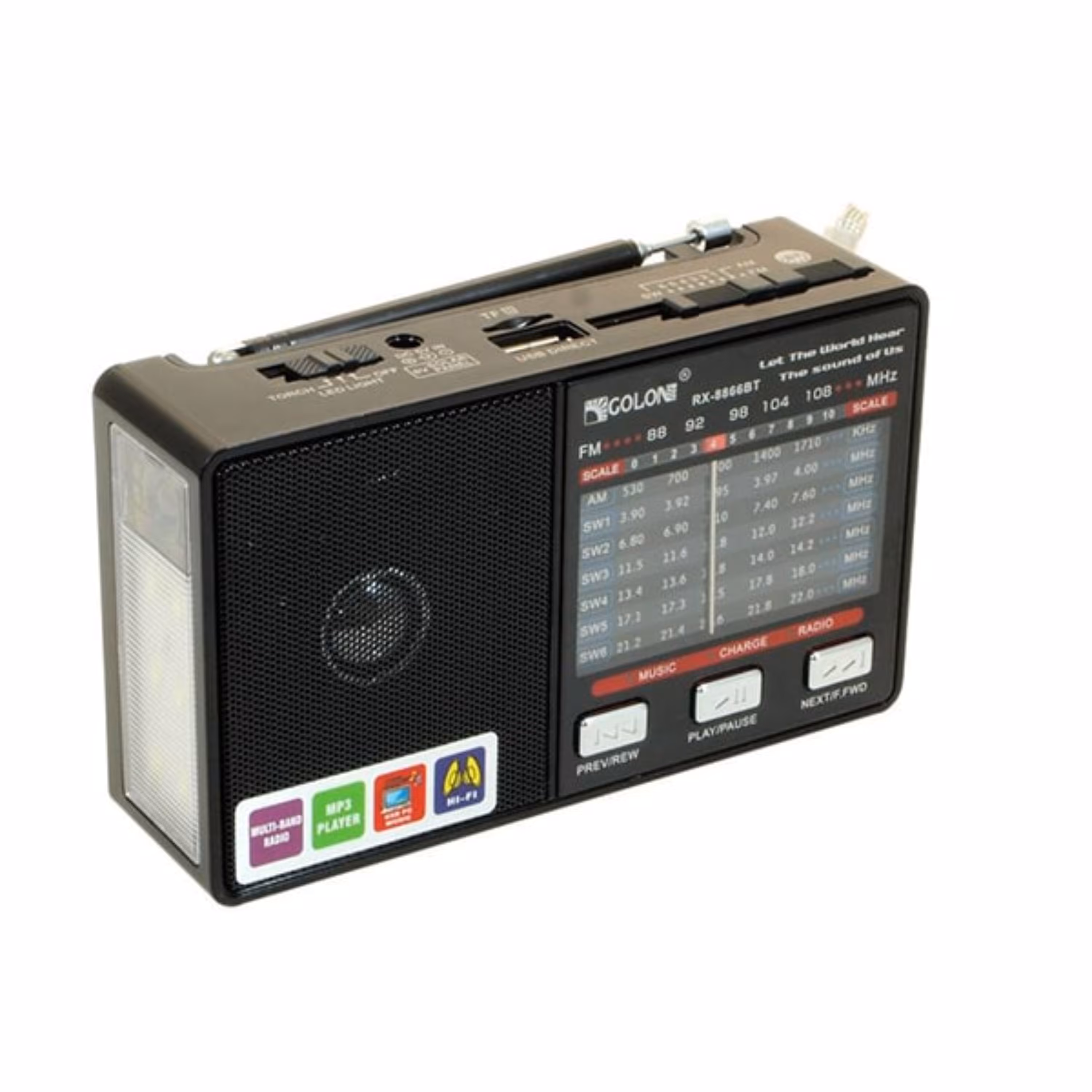 رادیو اسپیکر بلوتوثی قابل حمل گولون مدل RX-8866BT