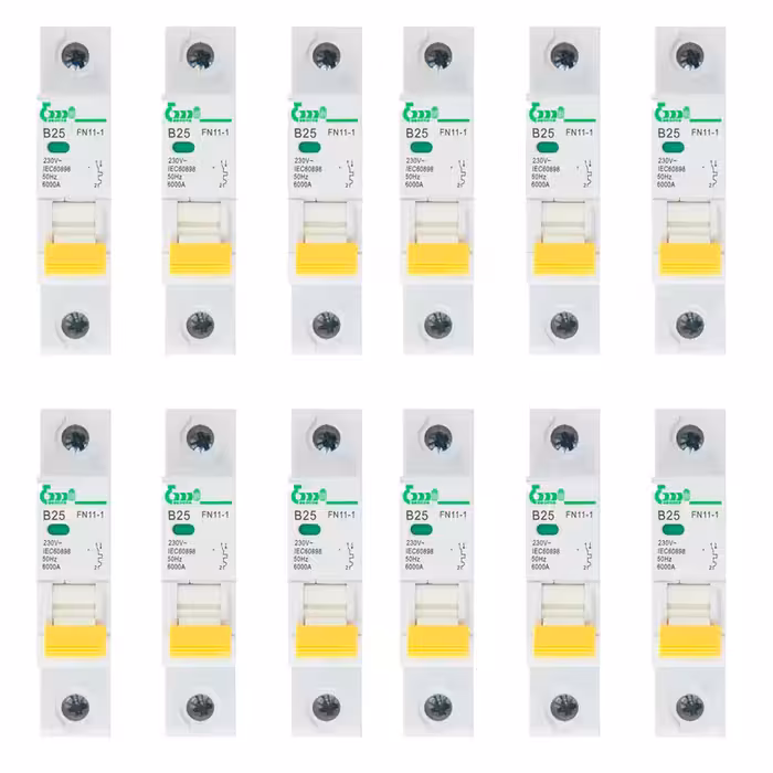  فیوز مینیاتوری تکفاز 25 آمپر بدیع مدل B25 بسته 12 عددی