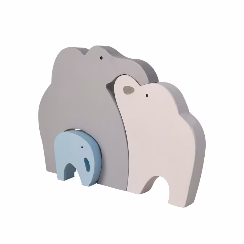 اسباب بازی چوبی طرح پازل فیل خانواده مدل MKT03-B