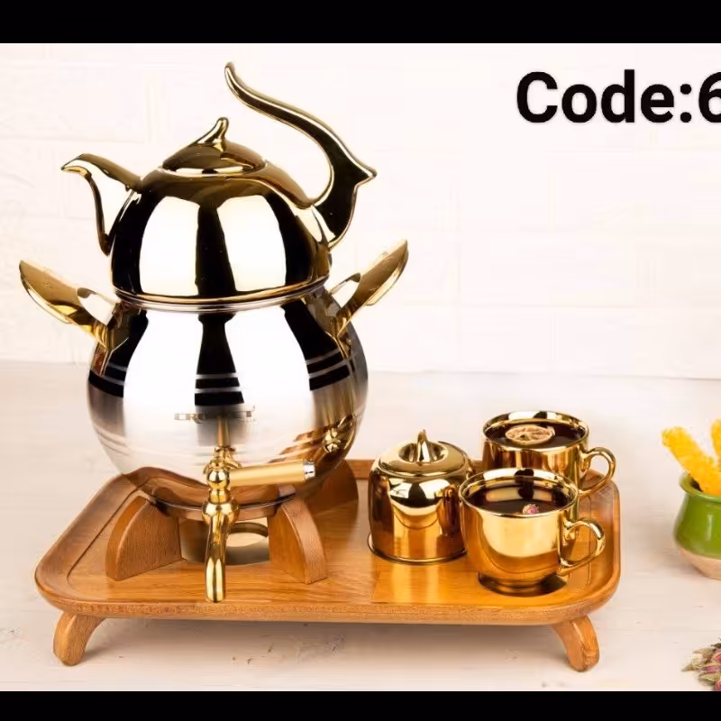 کتری قوری کروپ ست مدل تیاراطلایی 604(ارسال رایگان)