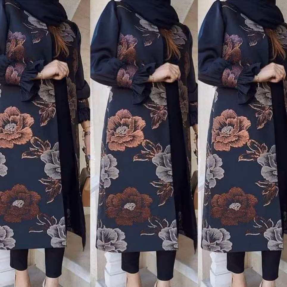 مانتو زنانه شیک باتنخوری زیبا سایز42/44ارسال روز بعد ثبت پارچه مازاراتی اعلا