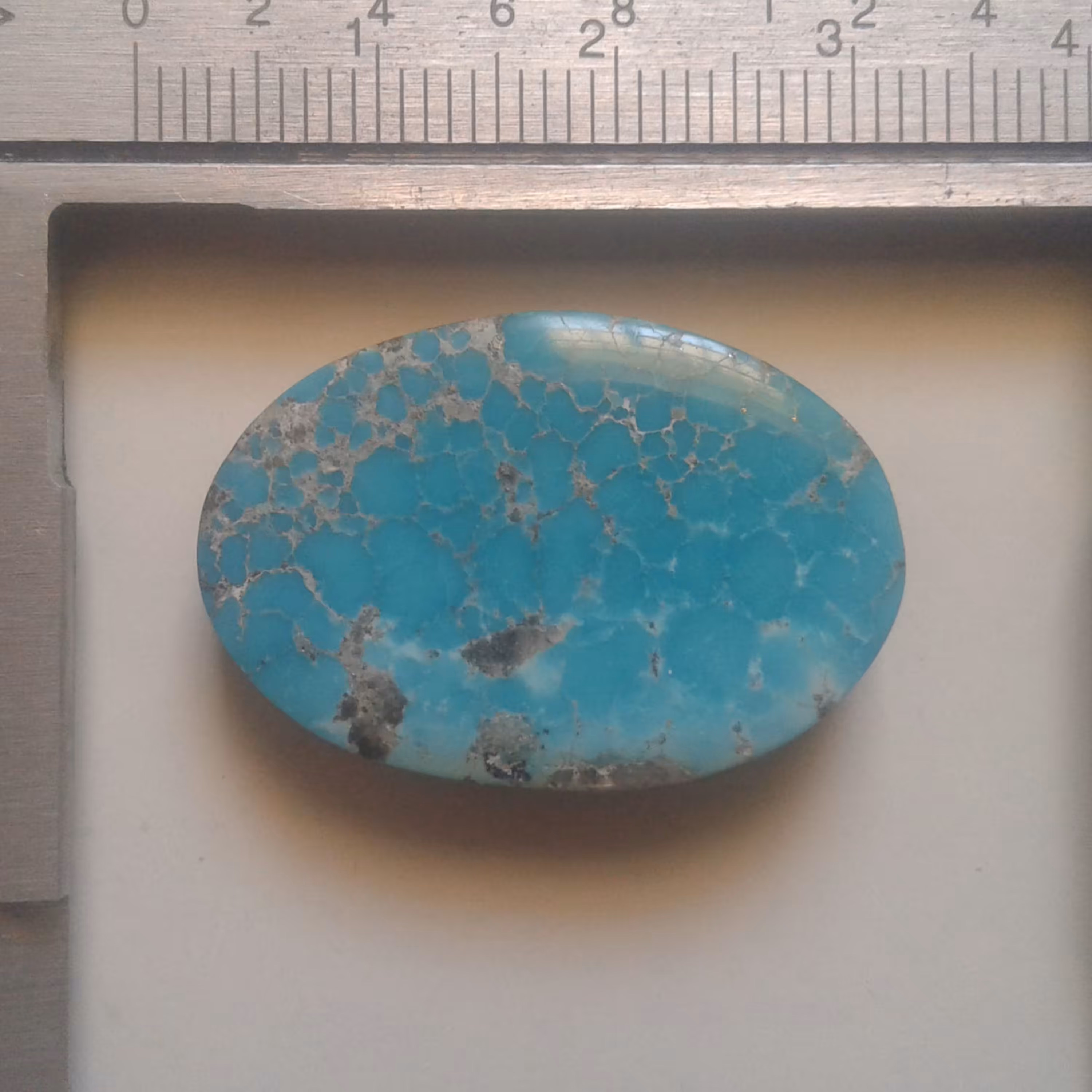 فیروزه طبیعی کرمان  تراش تحت فست آبی رگ دار زیبا   کد GM-T0034