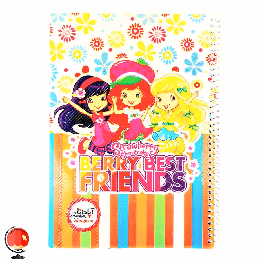 دفتر نقاشی 50 برگ سیمی طرح دختر توت فرنگی جلد طلقی آپادانا