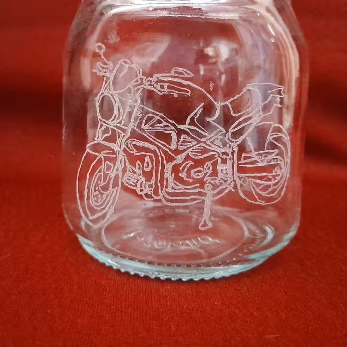 حکاکی طرح موتور روی ظرف آبلیمو (عکس نمونه کار) طرح دلخواه پذیرفته میشود