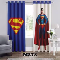 پرده چاپی طرح پسرانه سوپرمن کد M378 تک قواره ارتفاع 300 عرض 140 سانت