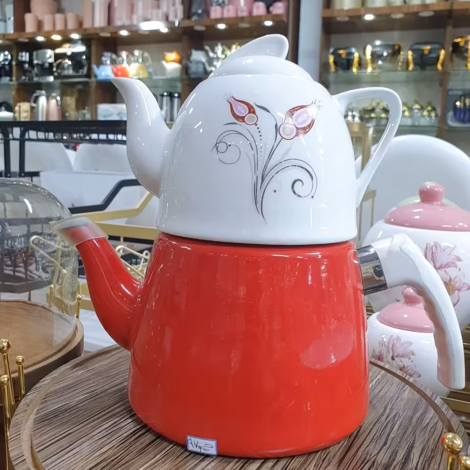 کتری قوری لعابی ترک ساخته ترکیه قوری چینی لعاب ضخیم باکیفیت