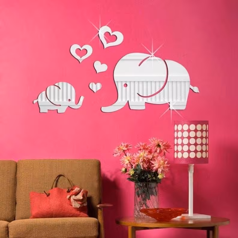 اینه دکوراتیو مولتی استایل طرح فیل در دو رنگ طلایی و نقره ای