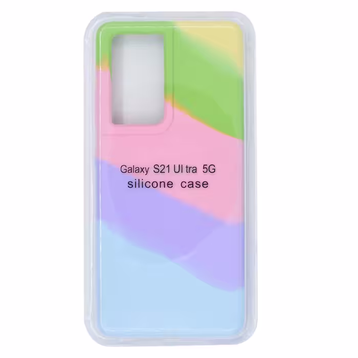 قاب گوشی سامسونگ Galaxy S21 Ultra 5G سیلیکونی مدل RN رنگین کمانی آبرنگی