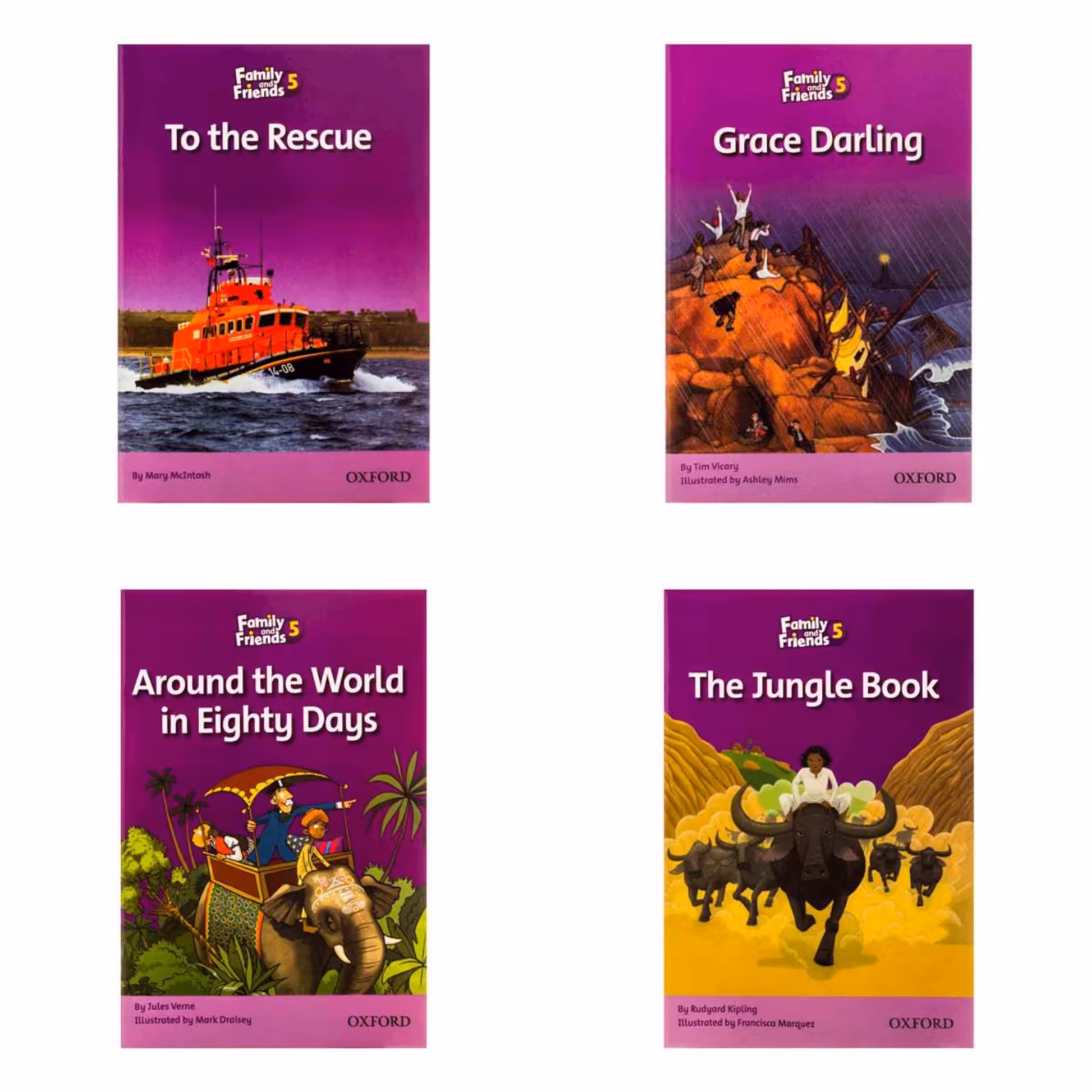  کتاب Family and Friends Readers 5 اثر جمعی از نویسندگان انتشارات Oxford چهار جلدی