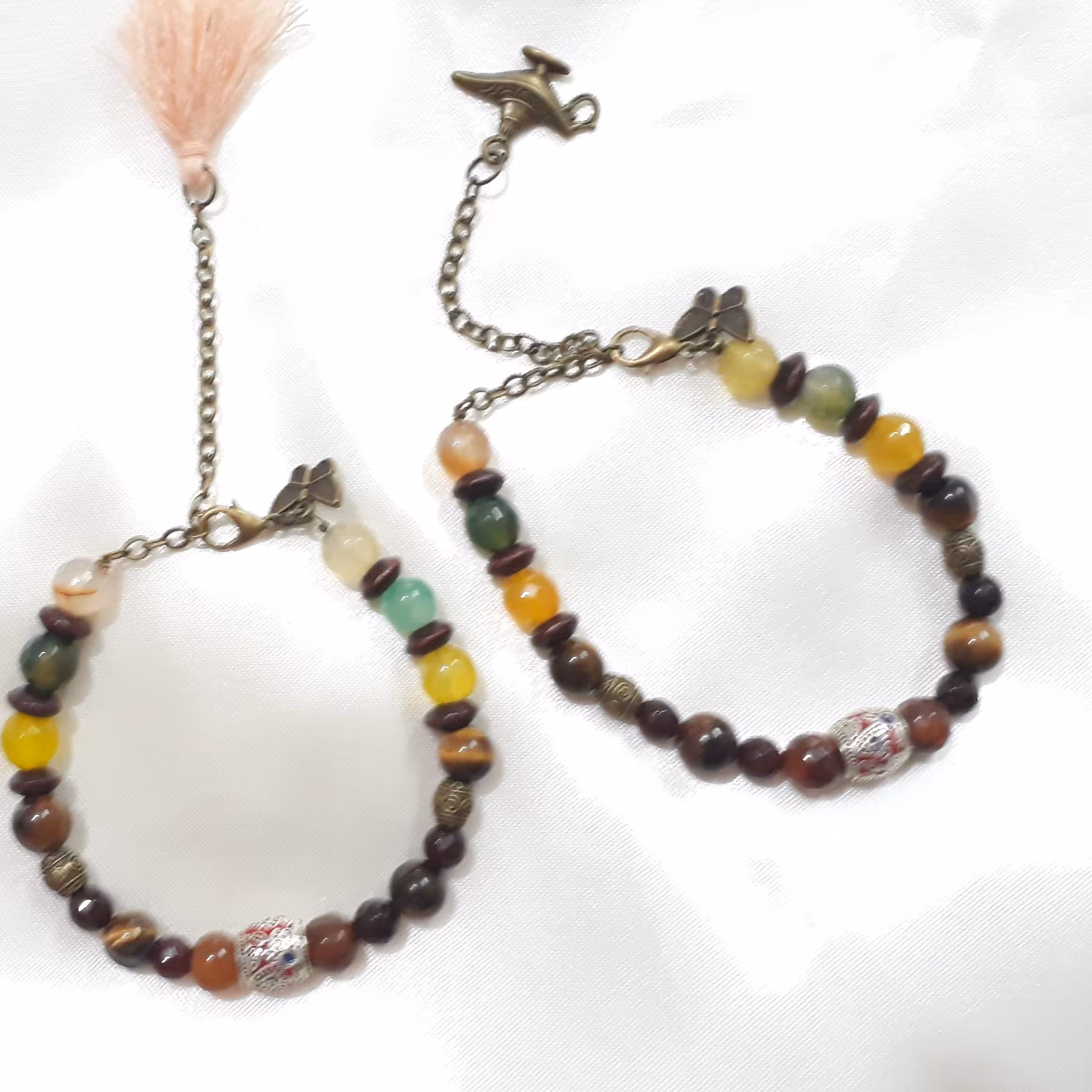 دستبند میناکاری ترکیب سنگ عقیق زرد و چشم ببر