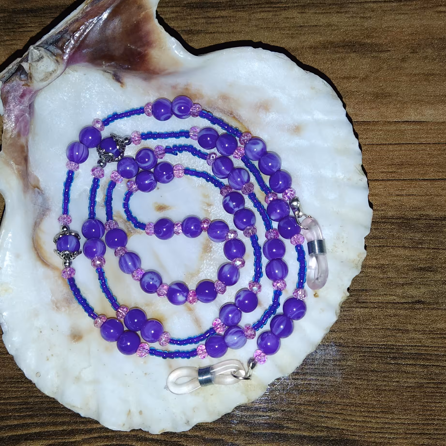 بند عینک سنگ و مروارید بنفش