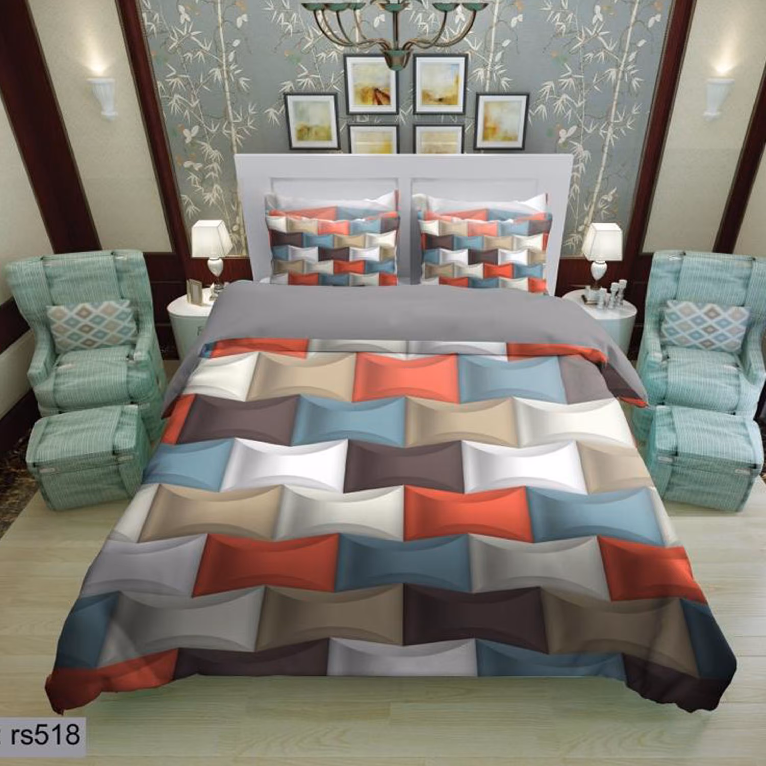 سرویس روتختی 2 نفره تنسل چاپی برندترک لند(Turk Land) rs 518