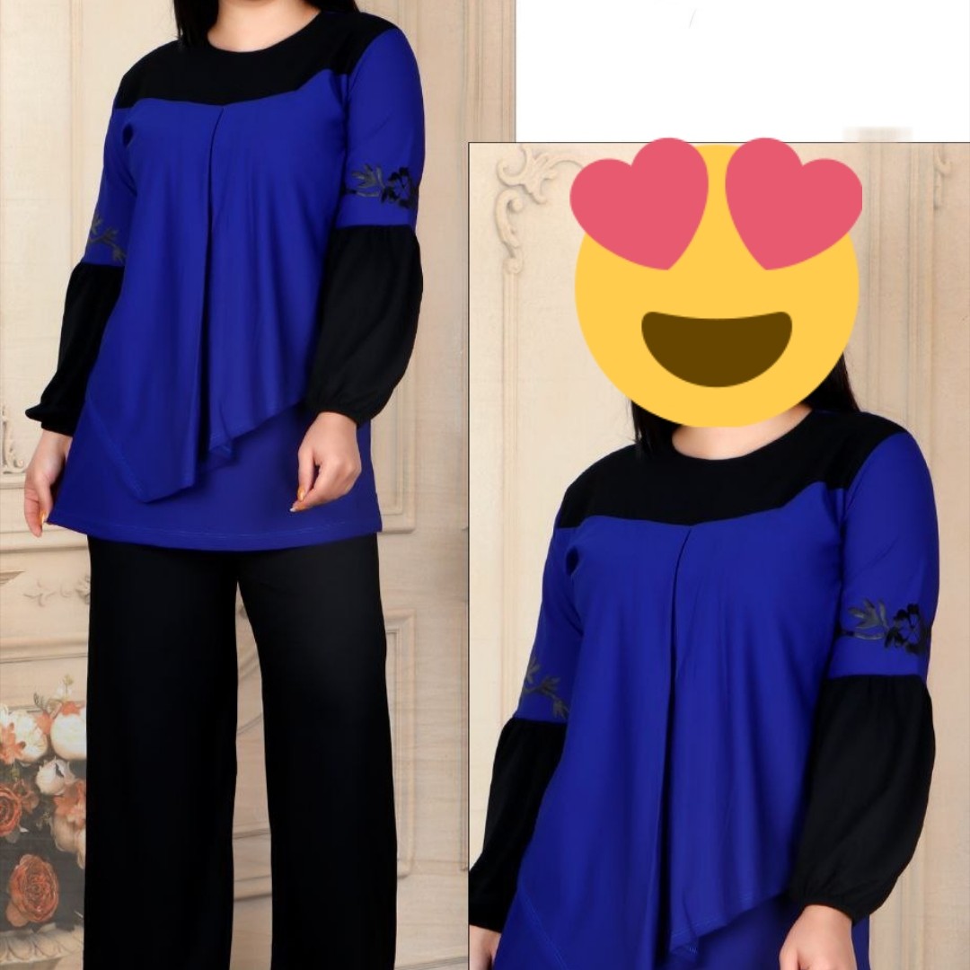 ست تونیک و شلوار زنانه کرپ کاربنی